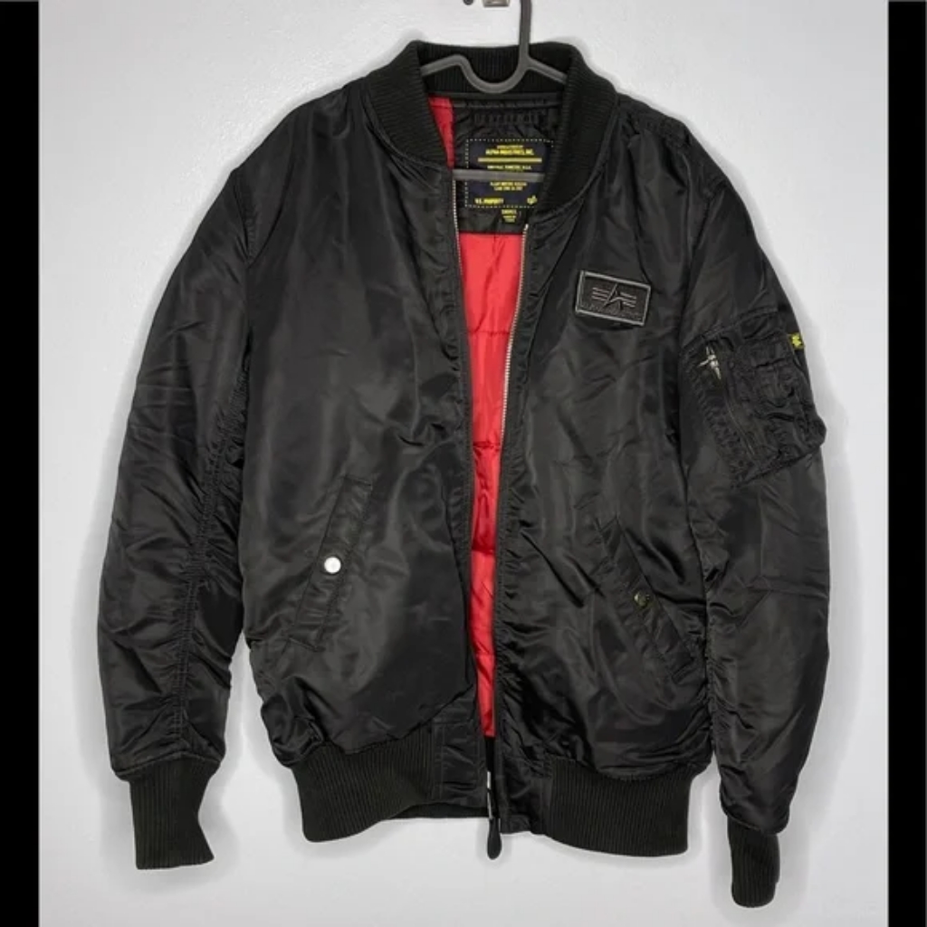 Vintage Alpha Industries Patch Bomber Jacket Size Small